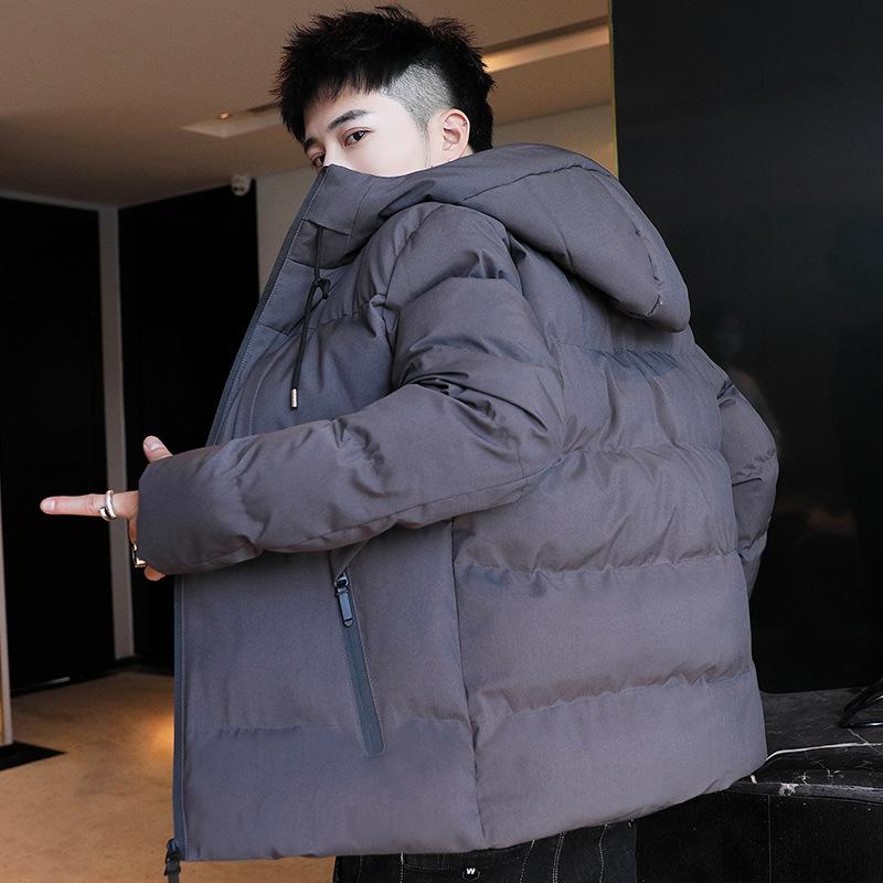 

Winter cotton-padded men s new handsome short cotton-padded clothes slim-fitting flowing feather Rong cotton-padded jacket men s clothing M сірий колір