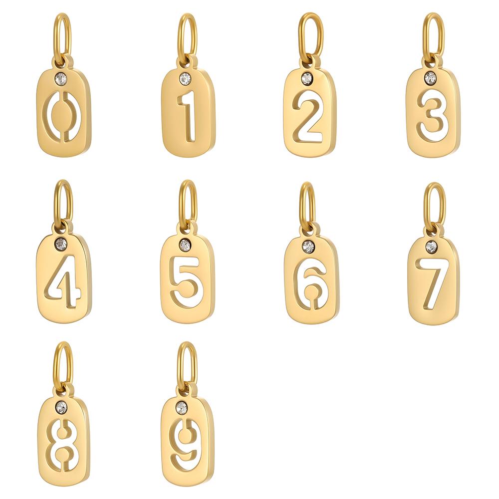 CARLIDANA Stainless Steel Hollow Digital Accessories Pendant Zircon Number Charms Necklace Jewelry Gift for DIY Jewelry Making