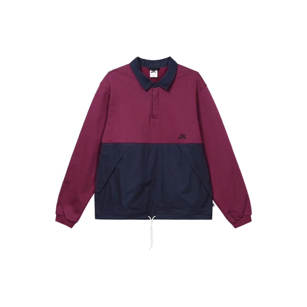 Nike Colorblock Fleece Polo Sweatshirt Men Tops Purple DJ6082-610