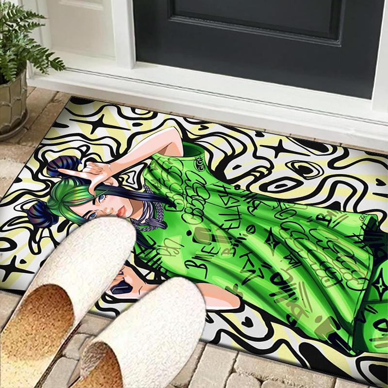 Bi-llie green Artwork Office Rug Chair Mat, Game Carpet, Suitable for Front Door, Bedroom, Living Room, Desk, Holiday Gift