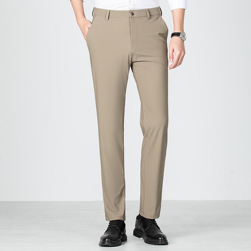 New Spring and Autumn Men's Casual Pants High-end Business Ironing Trousers High-end Suit Pants Ice Silk Pants Men