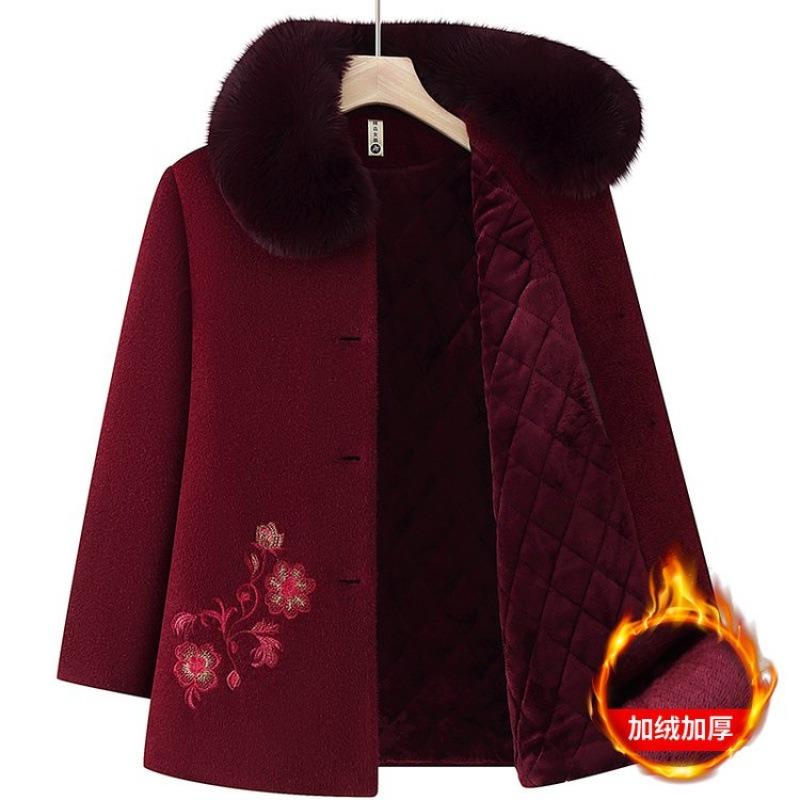 Autumn and Winter Woolen Jacket, Plush Thermal Clothing, Thickened Clothes, Old Lady