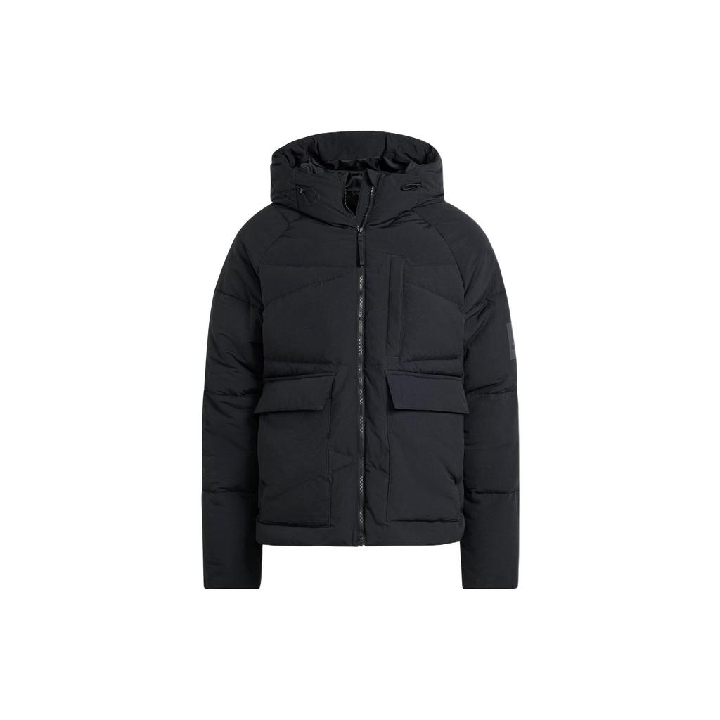 adidas Solid Color Long Sleeves Down Zipper Jacket Asia Sizing 'Black' Men's HN9930