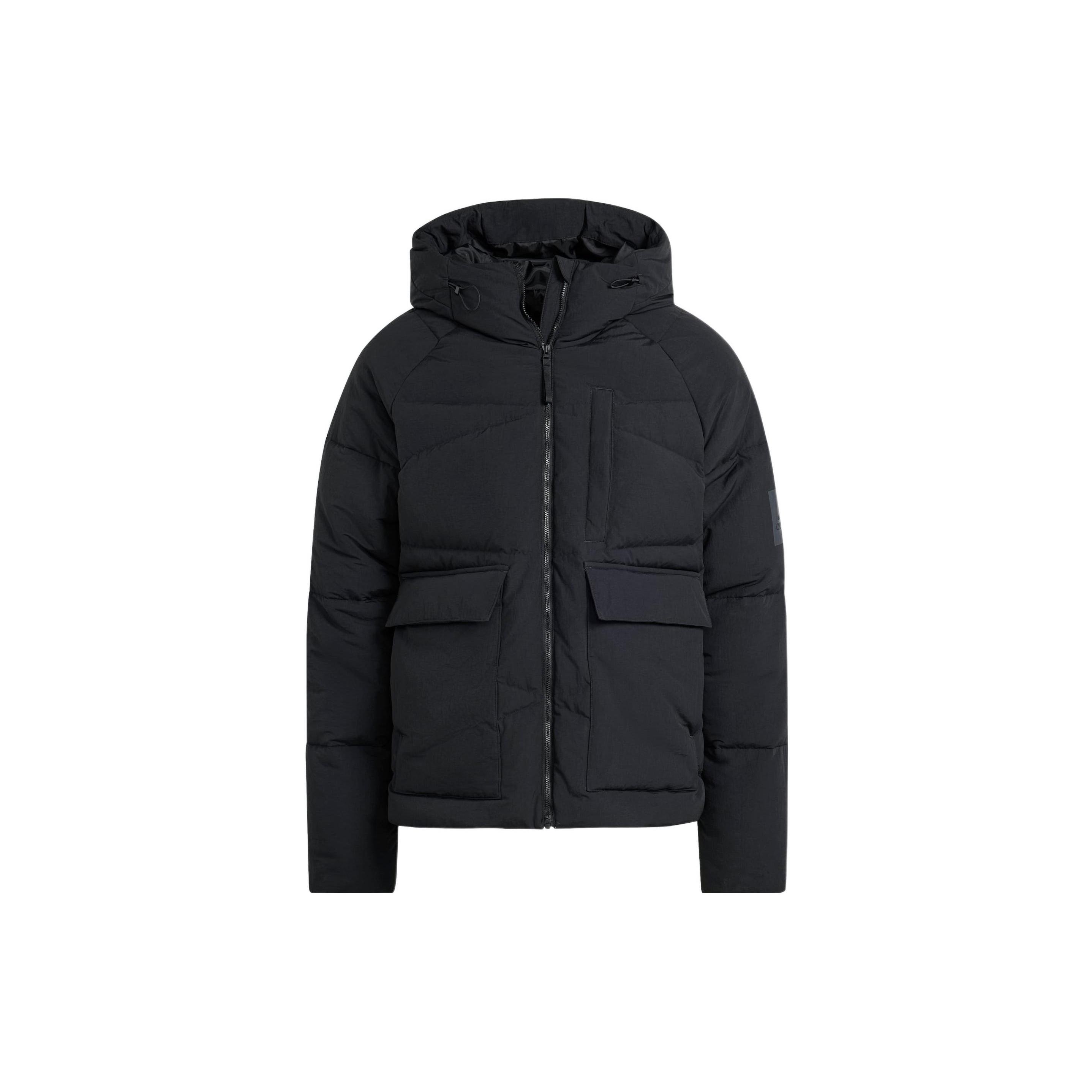 adidas Solid Color Long Sleeves Down Zipper Jacket Asia Sizing Black Men s HN9930 XXL
