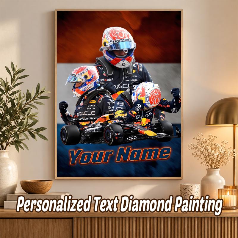 Max Verstappen Custom Name Text 5D Diamond Painting Kit DIY Full Drill Diamond Art Decoration