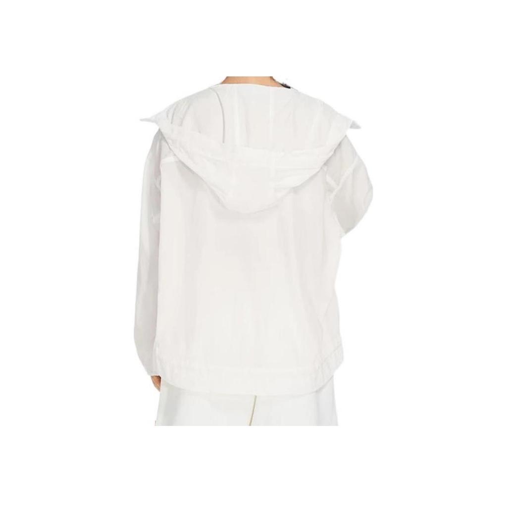Li Ning Einfarbige Kapuzen-Windjacke mit Reißverschluss Damen Oberbekleidung Weiß AFDS378-7