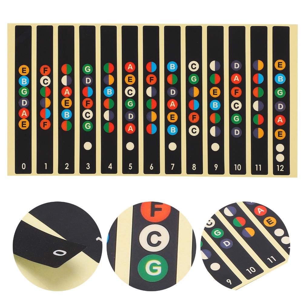 6PCS Black Color Fretboard Note Decals Self-Adhesive Guitar Fret Stickers For Guitar Practice Use