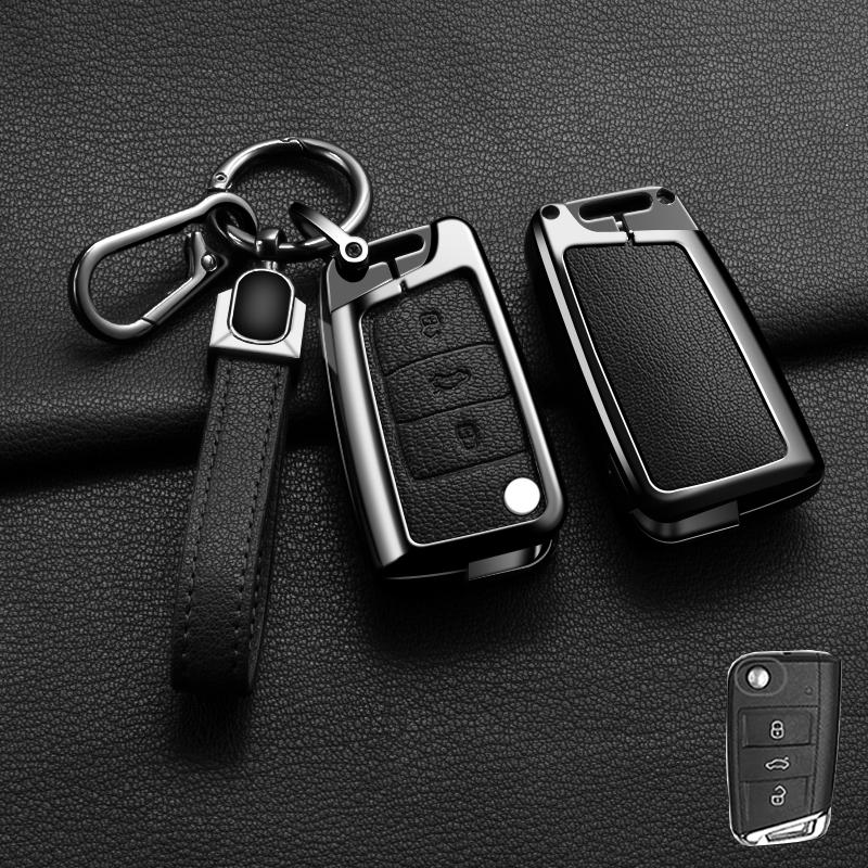 Zinc Alloy Leather Car Key Case For Volkswagen Tiguan Golf 7 Mk7 Mk2 For Seat Ateca Leon Fr 2 Ibizas Koda Octavia Kodiaq