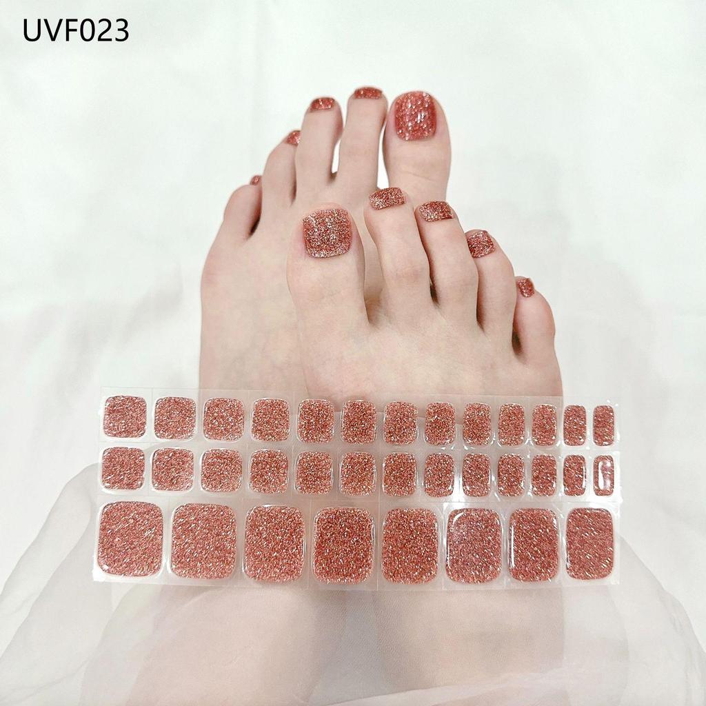 Gel Toe Nail Art Stickers - Semi-Cured UV Lamp Foot Nail Polish Stickers