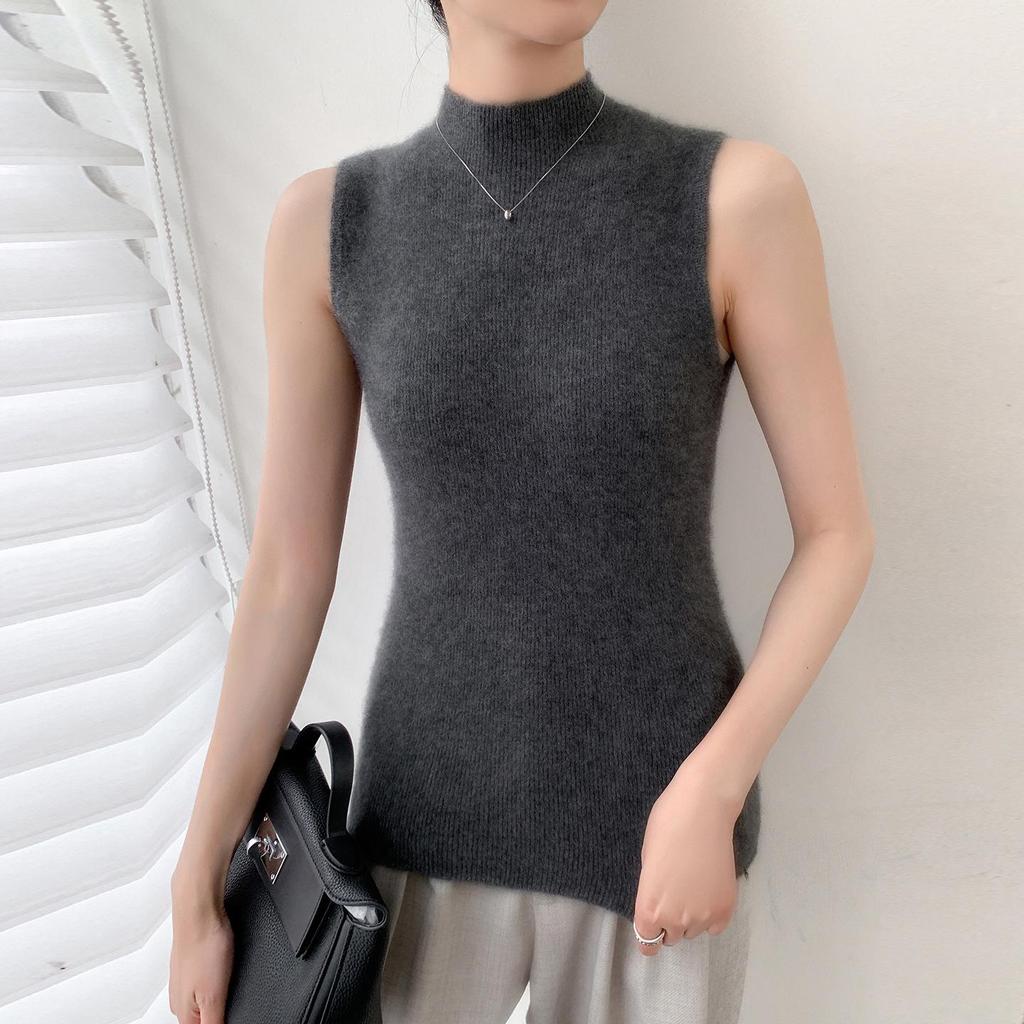 2025 Women's High Neck Sleeveless Cashmere Vest - Slimming Autumn/Winter Base Layer
