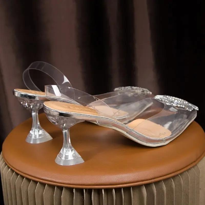Mode Frühling und Herbst Mode Neue Sexy High Heels Sandalen Hochzeit Transparent Bankett Bequeme Kristall Damen High Heels
