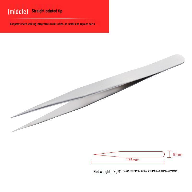 AA Thickened Stainless Steel Swiss Tweezers - High Hardness, Wear-Resistant, Pointed Tip for Jewelry, Gardening, and Nest Maintenance.