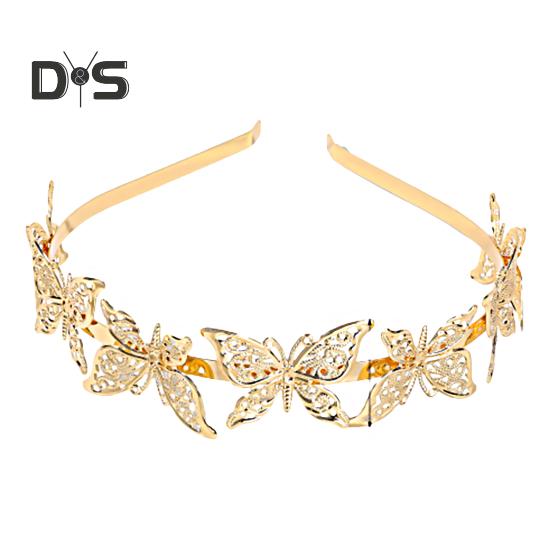 

Золотой обруч для волос с полым листом, эластичный металлический ободок, декоративный женский тонкий головной убор, аксессуары для волос A