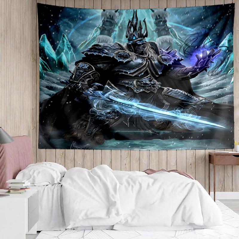 1PC Game Warcraft Darkness Warrior K-pop music group Tapestry Accessories for Bedroom,Livingroom, dormitory Room Wall Decor Fan Birthday Gifts