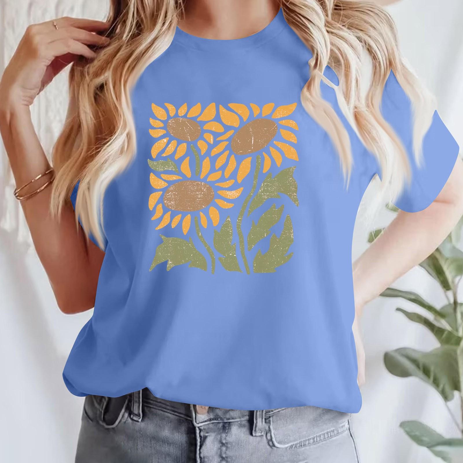 

Женская повседневная футболка с принтом, пуловер с круглым вырезом, топ с короткими рукавами S