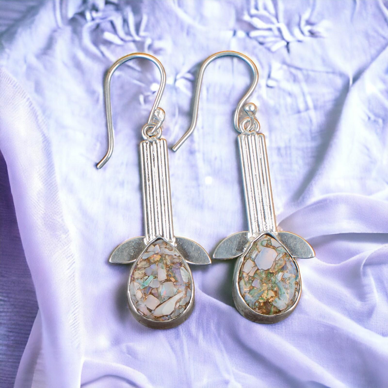 

Pink Opal Copper Gemstone 925 Sterling Silver Trendy Jewelry Earrings For Wife EE-36-34