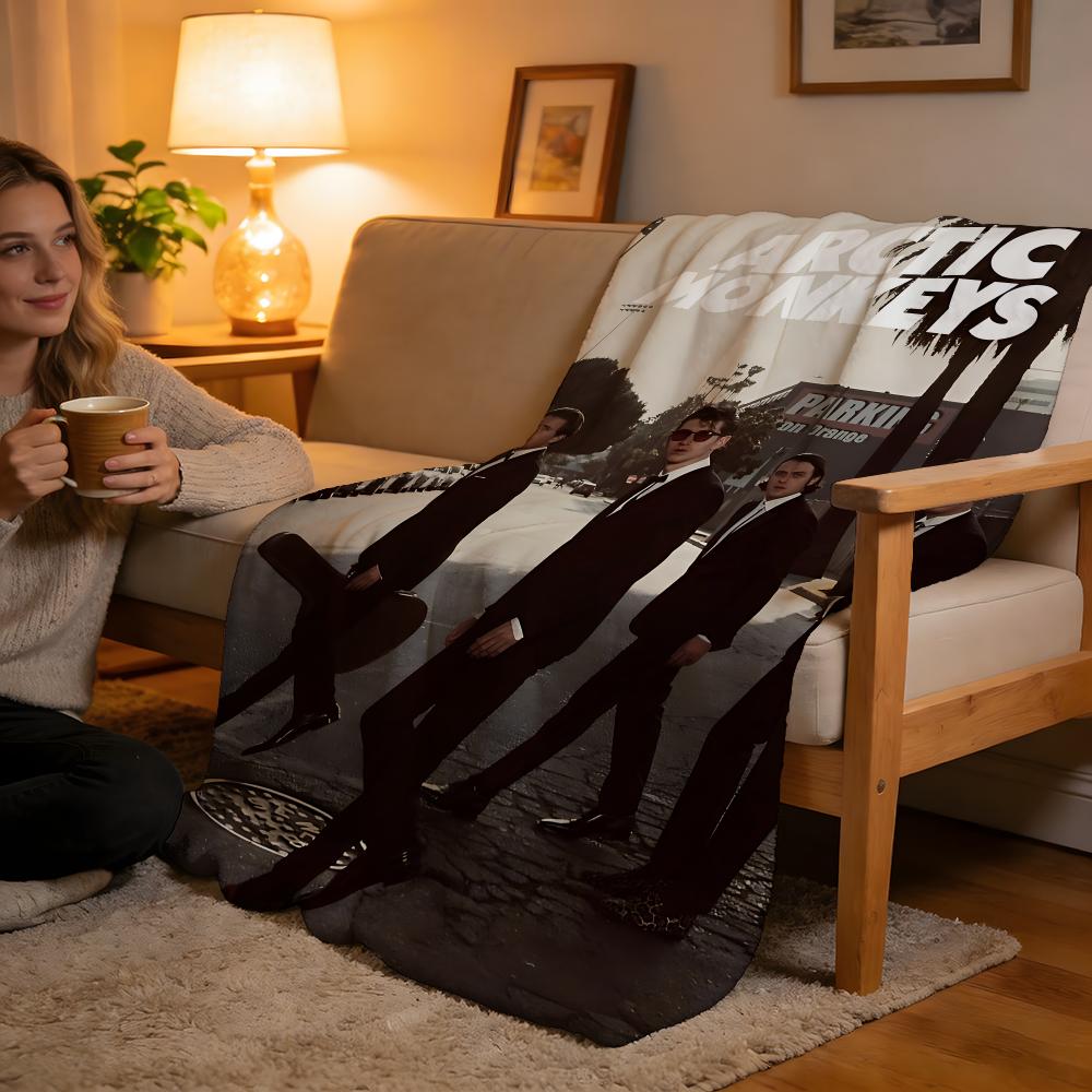 

Throw High-Density Short Plush Blanket For Sofa Nap Room Soft Skin-Friendly Vintage Arctic Monkeys Rock Band Music 75x90cm