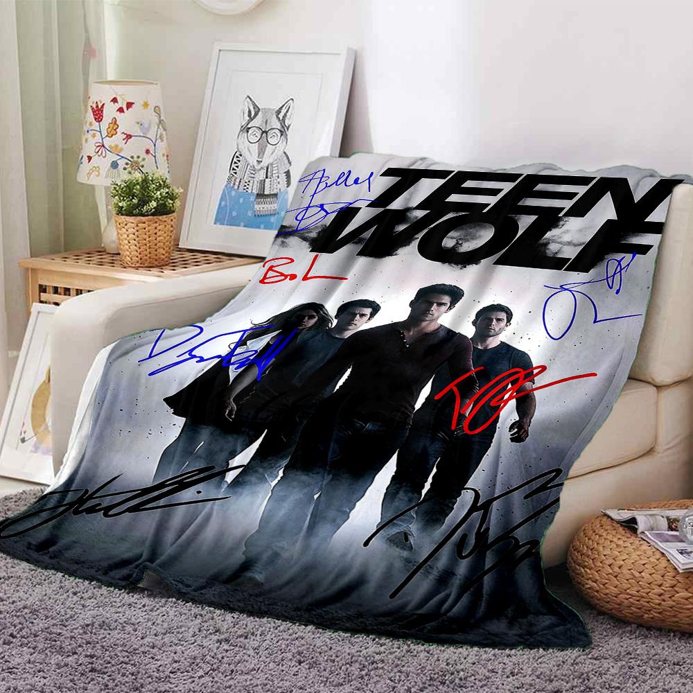 Teen Wolf Poster Flannel Blanket Super Soft Warm Cozy Blanket for Sofa Bed Office Travel All‑Season Home Decor Gift
