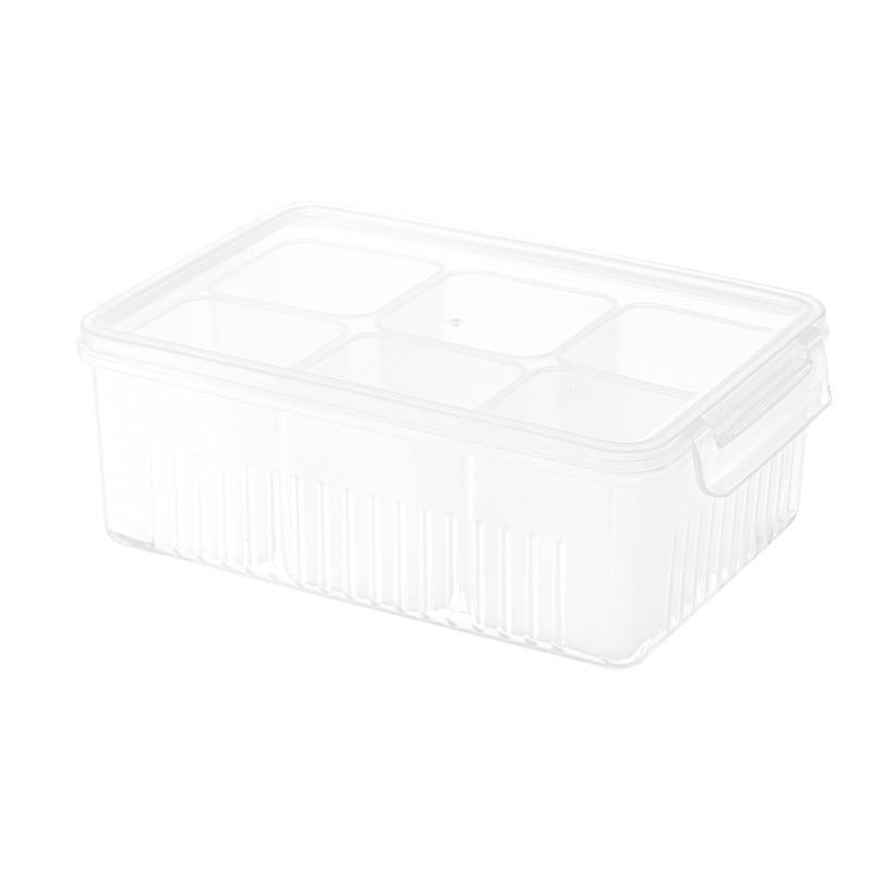 The Household Ice Powder Condiment Box Is A Separately Separated Transparent Food Storage Compartment with A Lid