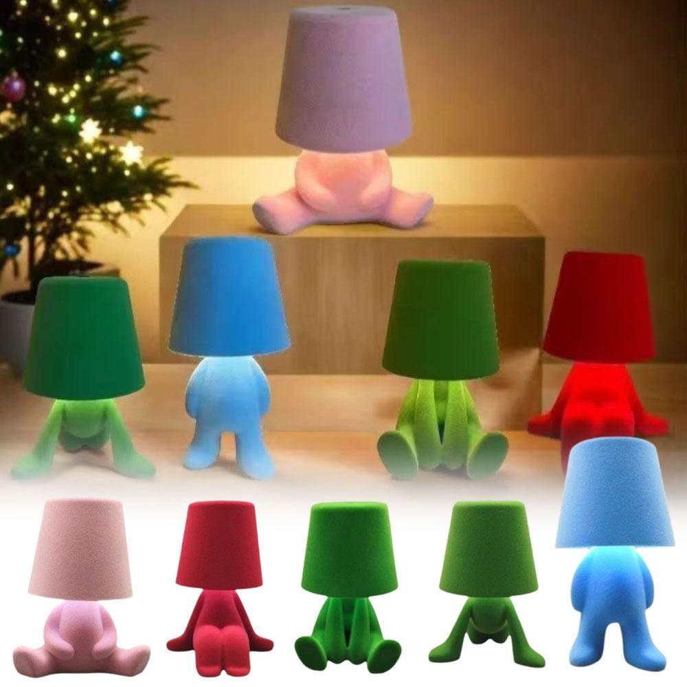 Berührungsgesteuerte Tischlampe Beflockte Textur Mini-Größe Nachttischlampe Kreative Form Buntes Design Nachtlicht Schlafzimmergebrauch
