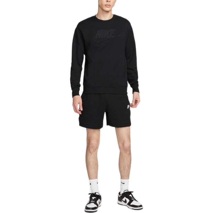 Nike Felpa con scollo rotondo in pile patchwork con stampa logo FW22 Uomo Top Nero DQ4584-010