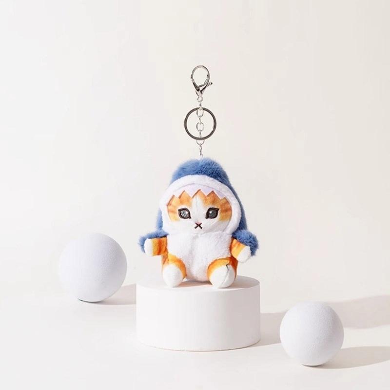 Cartoon Plush Cat Charm Keychains Sweet Cute Pendant Car Keyring Backpack Decoration Fashion Jewelry for Women Girls