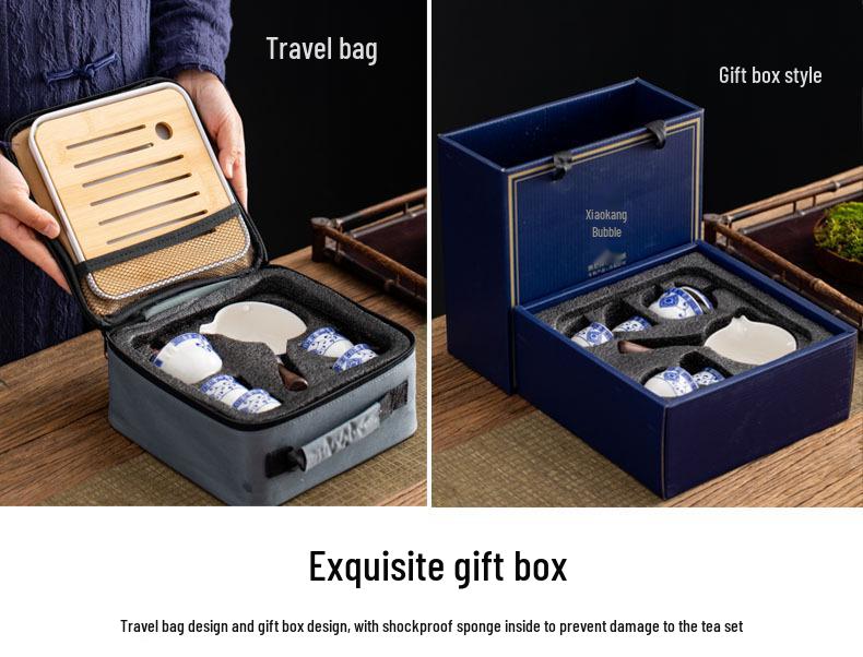 Portable Ceramic Travel Tea Set with Automatic Kung Fu Tea Maker - Business Gift