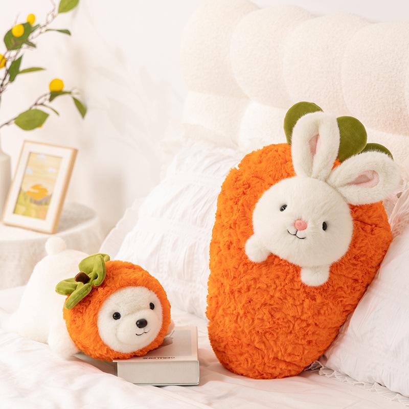 Creative Fruit Animal Carrot Rabbit Throw Pillow Plush Toy Doll Lying Down Bear Doll Girl Doll