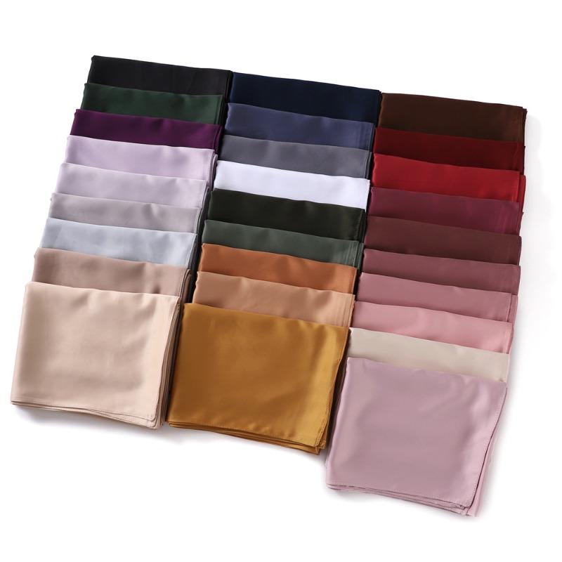 Summer New Carf Matte Satin Monochrome Long Scarf, Satin Imitation Silk Solid Color Long Silk Scarf Headscarf