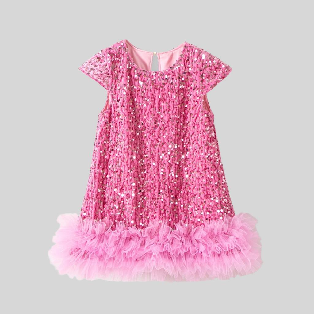 Pailletten Mädchenkleid Kinder Flauschig Geburtstag Formell Abschlussballkleider Abendkleid für Sommer Prinzessin Mädchen Kostüme