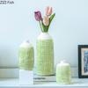 Colorful Grid Texture Ceramic Vase Creative Plant Pot Table Decoration Flower Arrangement Floral Vases Room Aesthetic Decor