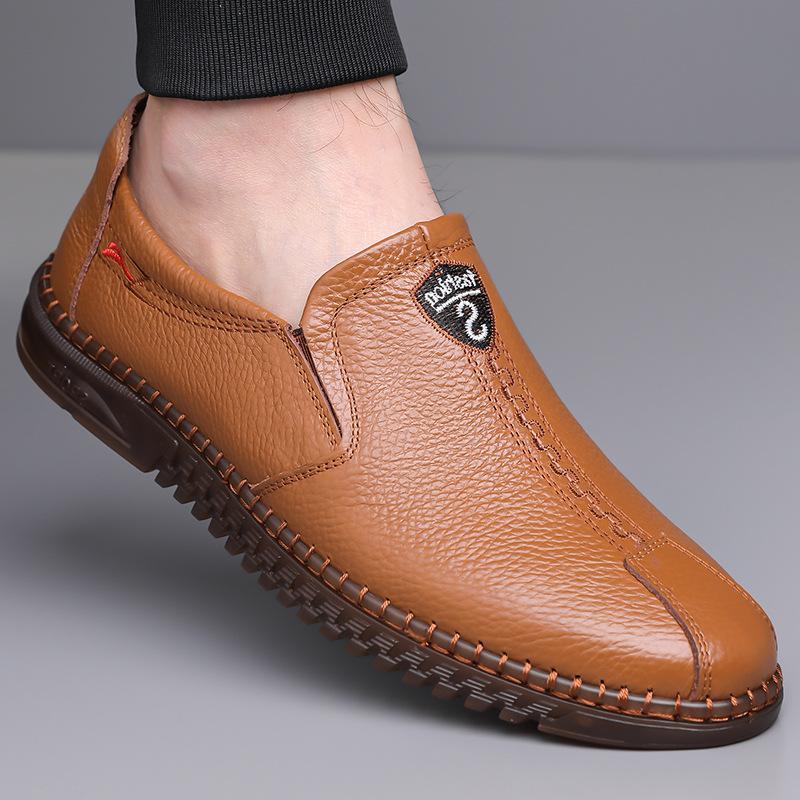 Fashion 2025 Summer Autumn Soft-soled Men's Leather Shoes Business Casual Fashion Big Size Loafers Male Solid Color Driving Shoes Man