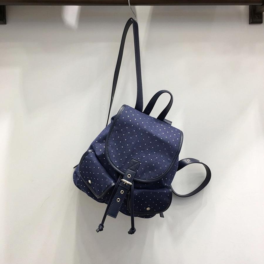 Fashion Polka dot flip-top backpack women large-capacity drawstring versatile commuting bagpack travel shoulder bag multi pocket