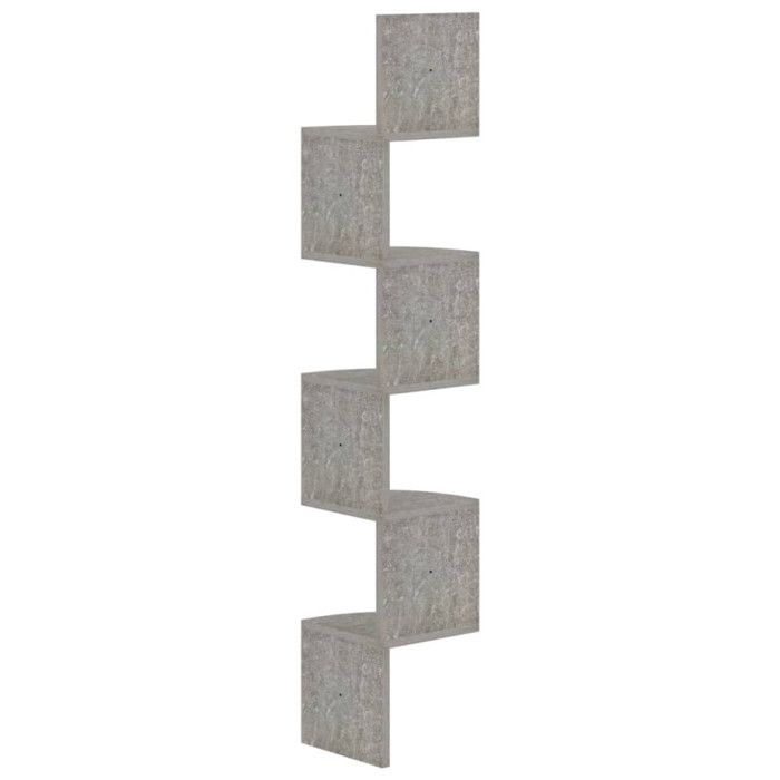 VidaXL Étagère d'angle murale gris béton 19x19x123cm bois d'ingénierie 326835