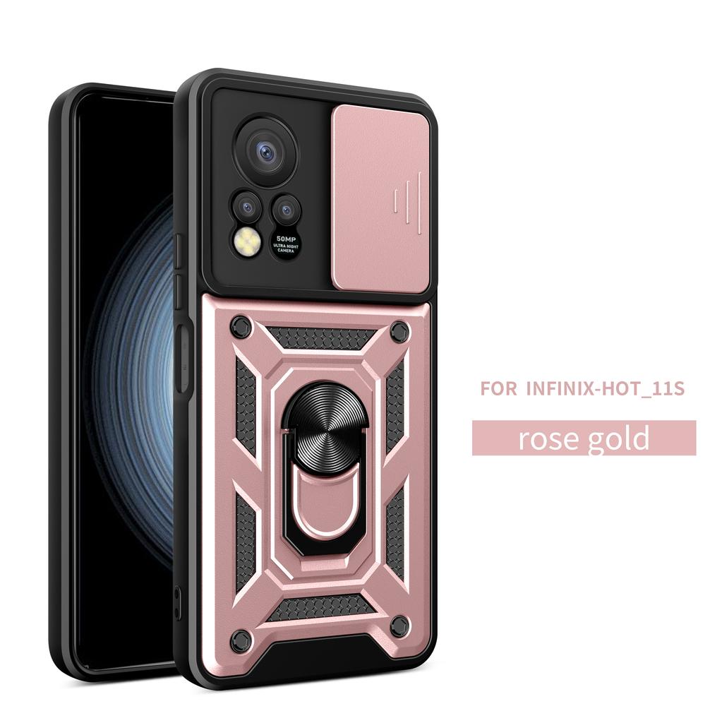 Für Infinix Hot 11s NFC Hülle Infinix Hot 11s NFC Cover Magnetischer Ringhalter Rüstung Handyhülle Schiebbarer Kamera-Schutz Rückseite