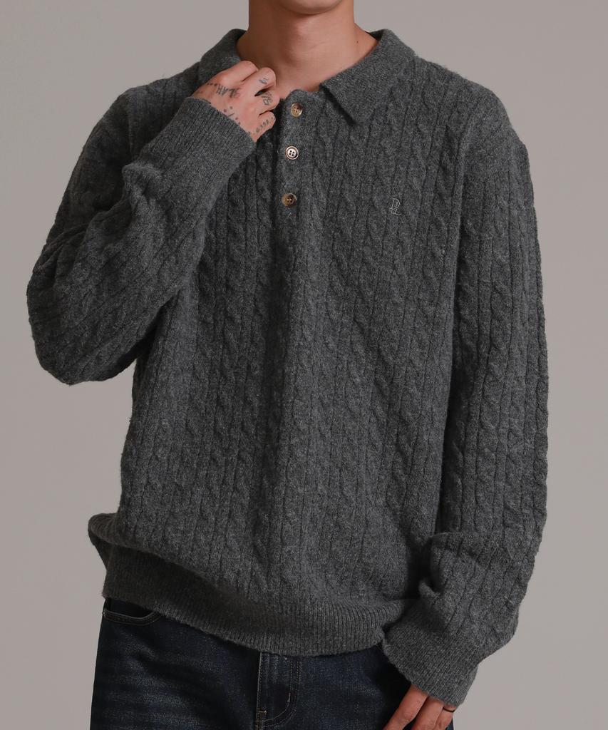 Dibellobeu Soft Blend Oversized Collared Knit_3Colors