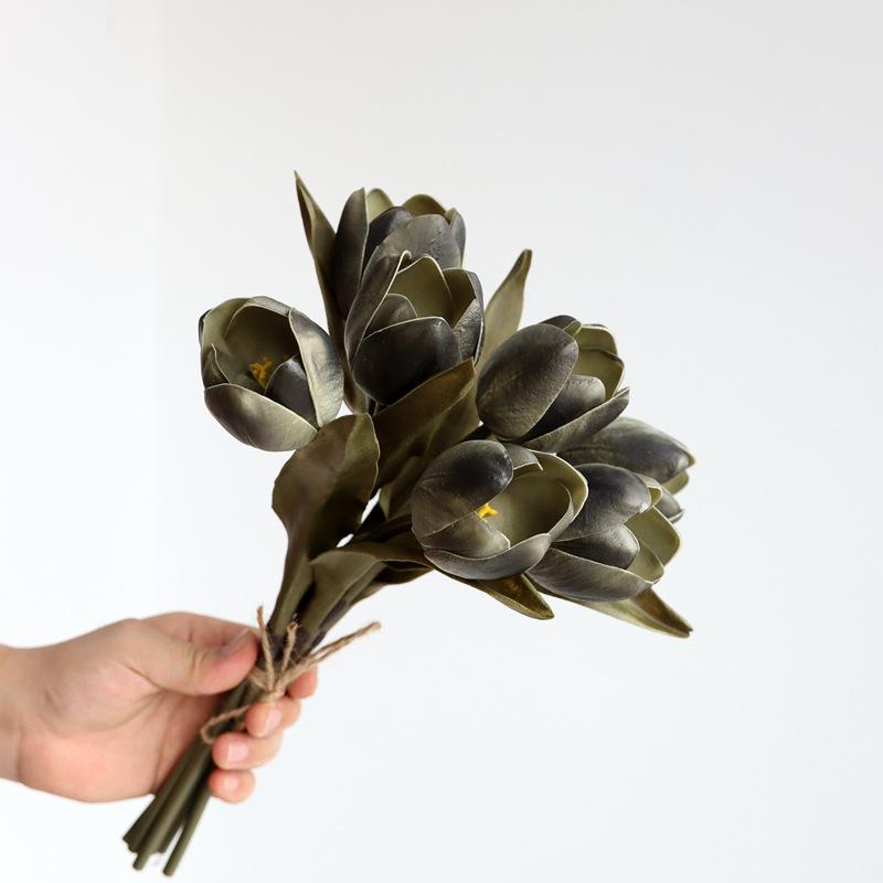 Tulip artificial flower fake bouquet interior decoration tabletop ornament wedding hand holding artificial flower