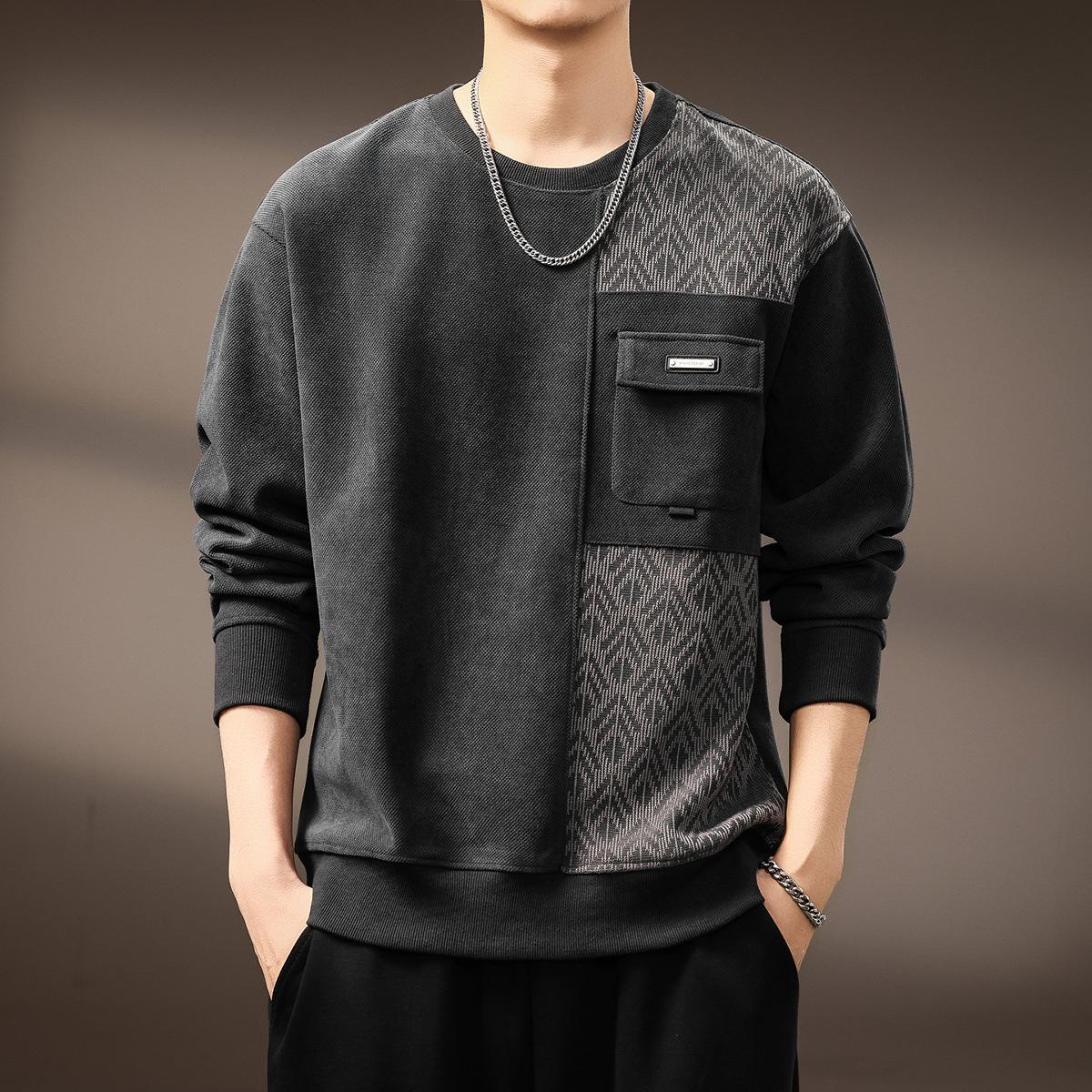 

Premium Men s Retro Jacquard Wool Patchwork Hoodie - Autumn 2025 Trendy Heavyweight Round Neck Top 5XL fits 220-240 lbs