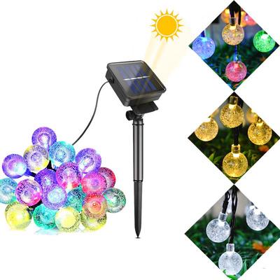 Lampada solare da giardino a LED 6M 30 LED Sfera di cristallo Lampada solare da esterno Stringa di luce solare Per la decorazione del giardino di Natale Illuminazione esterna