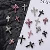 10Pcs Retro Cross Nail Charm Alloy Rhinestones Cross Charms Punk Gothic Nail Art