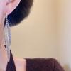 Oval Hollow Metal Hollow Earrings Gold Silver Ear Clip Trendy Long Tassel Dangle Earrings  Party