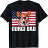 Corgi Dad Pembroke Welsh Corgi US Flag Dog Lover 4th of July T-Shirt