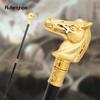 Golden Race Horse Bristle Head Fashion Walking Stick Decorative Cospaly Vintage Party Fashionable Walking Cane Crosier 93cm