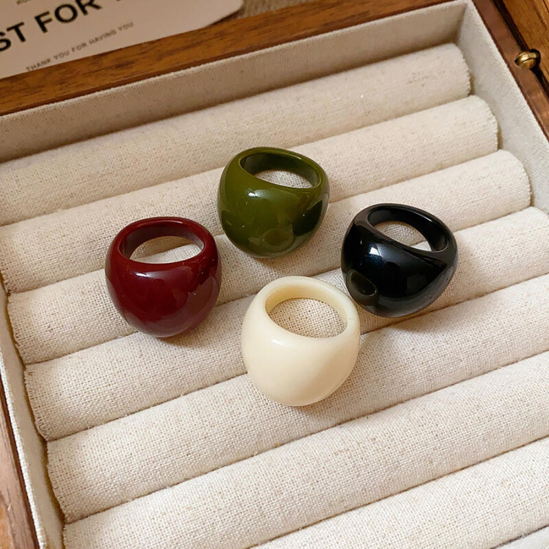 Fashion Irregular Smooth Resin Plastic Rings for Women New Trend Boho Geometric Finger Rings Aesthetic Party Jewelry