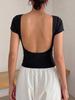 Women's clothing European and American style big halter short-sleeved women's basic summer U-shaped beautiful back bottoming shirt tight t-shirt