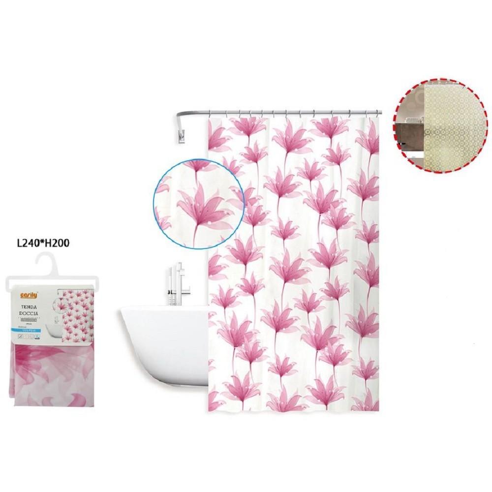 Tenda Doccia 3D Rosa - 120x200cm, Antimuffa Impermeabile, Con 8 Ganci, Per Bagno Moderno
