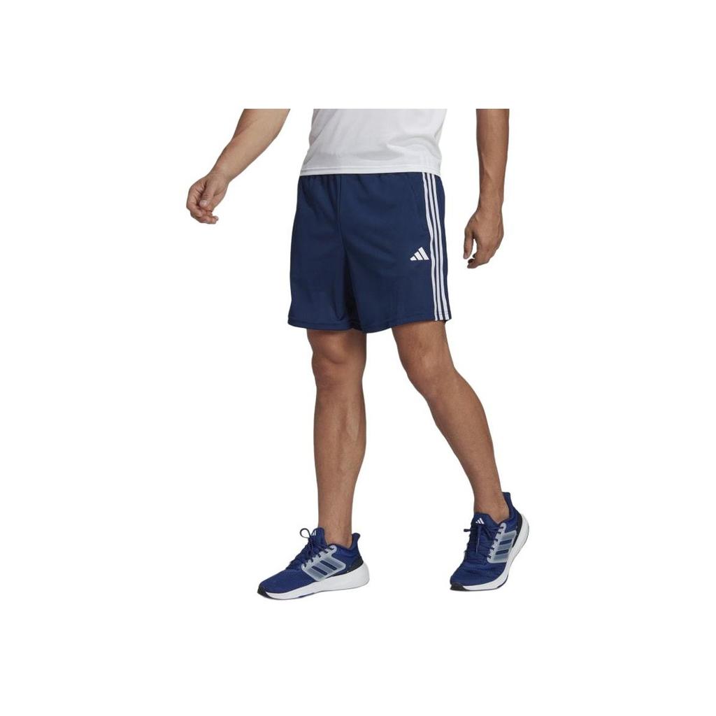 Adidas Train Essentials Piqué 3-Stripes Training Shorts Quick-Drying Comfortable Men Shorts Dark-Blue White IB8112