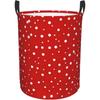 Red and White Polka Dots Print with Handle Circular Hamper, Portable Laundry Storage Basket, Dirty Clothes Organizer Xmas