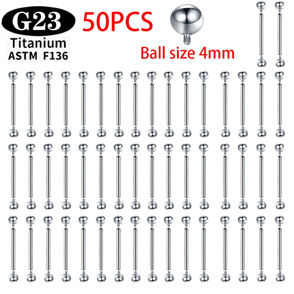 Implantatgrad Titan ASTM F136 Innengewinde Gerade Barbells Zungenring Ohrringe Piercing Schmuck Stange 2/5/50 Stück/Los