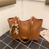New silk scarf solid color fashionable large capacity casual retro simple commuting shoulder tote handbag women